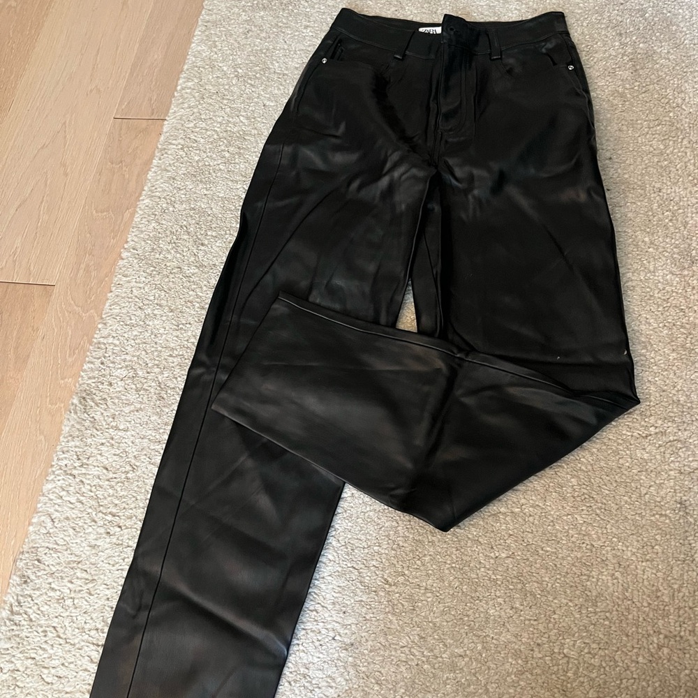 Zara Black Leather Trousers